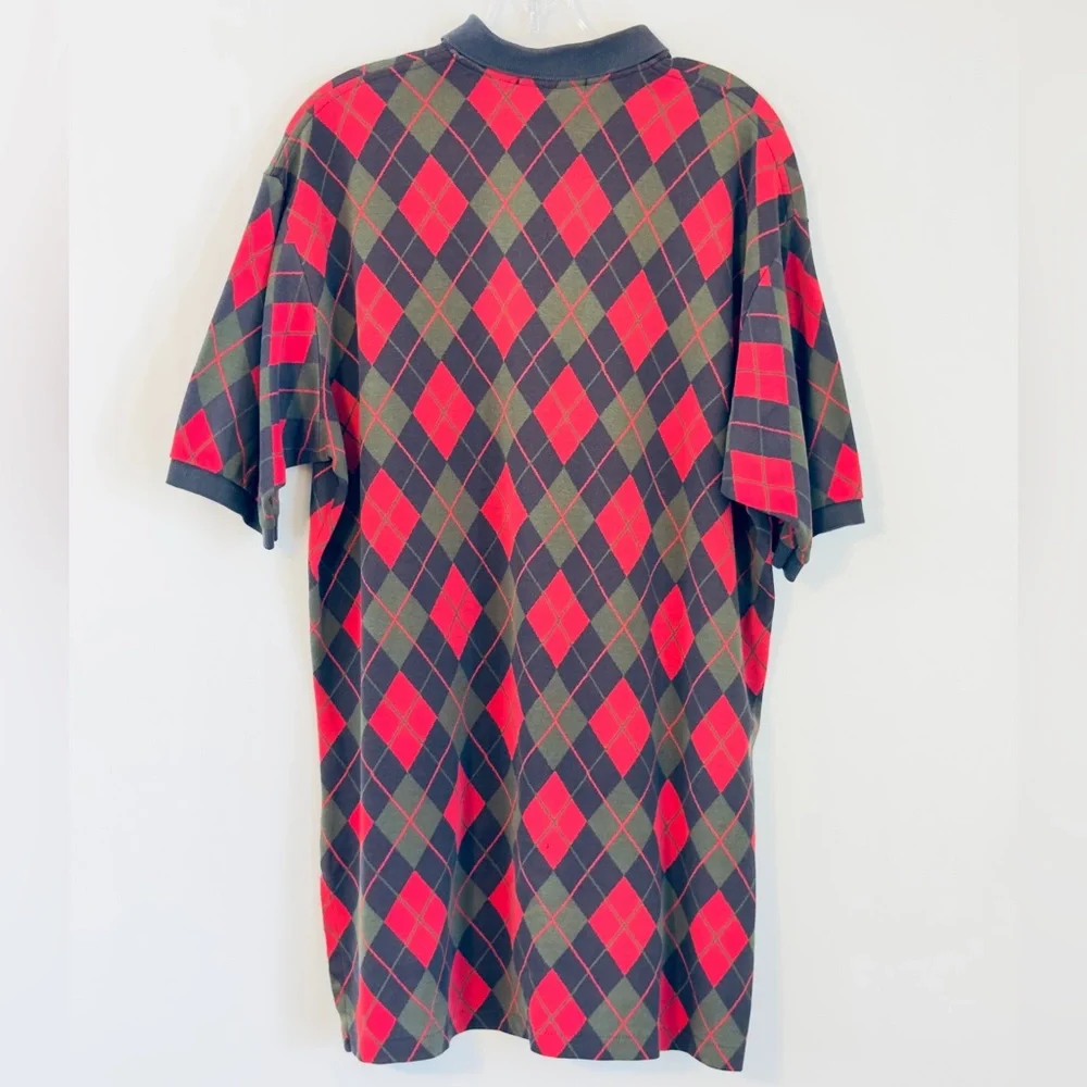 Classic Vintage Ralph‎ Lauren Red and Green Argyle Polo Shirt USA Large